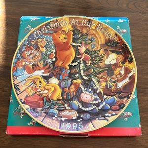 Christmas at Our House Winnie the Pooh and Disney store holiday plate 1995.